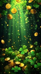 Lucky Shamrocks and Gold Coins - St. Patrick&rsquo;s Day