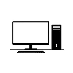Fototapeta premium desktop computer workstation with monitor cpu tower and keyboard icon