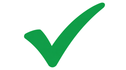 Green checkmark icon in simple flat design with bright green color on white background for approval symbol