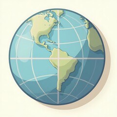 Stylized Globe Illustration: Americas Centered, Retro Cartographic Design