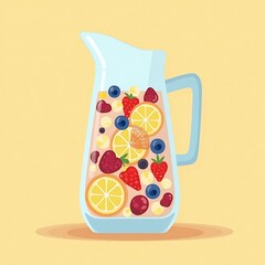 Refreshing Fruit-Infused Pitcher: A Vibrant Summer Beverage Illustration