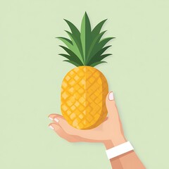 Ripe Pineapple in Hand: A Minimalist Tropical Illustration