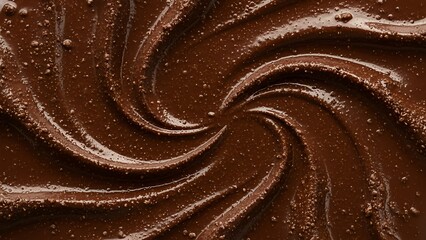 Rich chocolate frosting with smooth swirls and specks