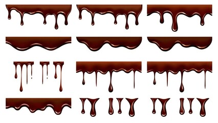 Chocolate drips and melts in various shapes and sizes