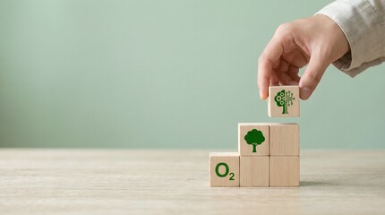 Eco friendly blocks with green symbols