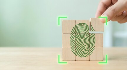fingerprint on wooden puzzle blocks