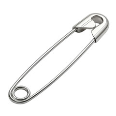 Shiny metal safety pin on black background