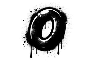 Grungy splatter graffiti letter o with dripping ink effect