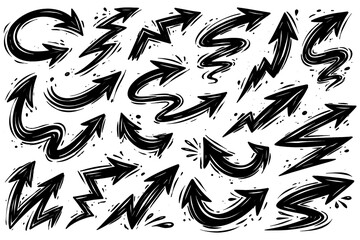 Fototapeta premium Dynamic hand-drawn arrow set with grunge style illustrations