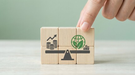 Sustainable business growth concept with eco-friendly balance