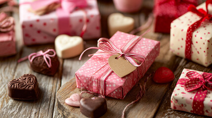 温かな灯りに包まれたバレンタインデーのチョコレートギフト