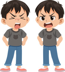 Fototapeta premium boy cartoon disgusted and angry emotion emoji