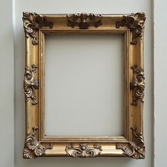 Ornate Gold Picture Frame Detailed Baroque Style Empty