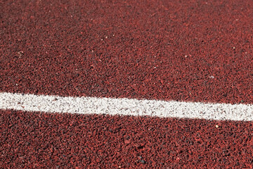 Sport floor. Interior of empty modern indoor sport court, coating Crumb rubber flooring, artificial. Sports surface with different marking lines. Recycled rubber Athletic field. Run track markup. 4K