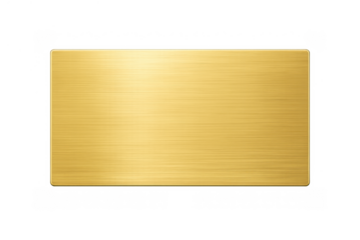 Brushed gold plate or blank metallic brass plaque with rounded corners, empty sign background template