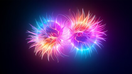 Obraz premium Colorful neon light art design with pink purple and blue hues on dark background