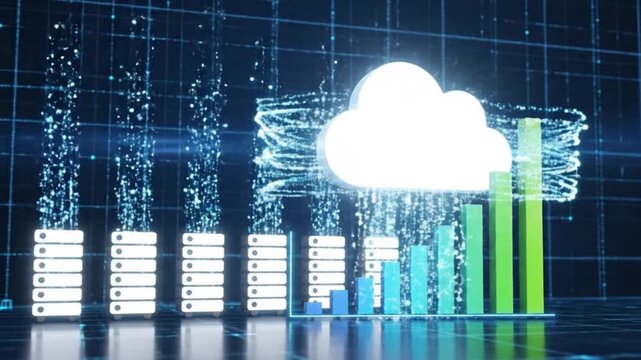 Cloud computing scalability graph animation without text