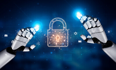 Fototapeta na wymiar AI enhances digital security by detecting threats, securing sensitive data, managing access, and protecting systems across financial and cloud platforms. Vouch