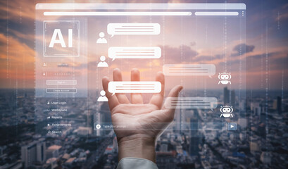 A user interface showing a conversational AI chatbot providing customer service. This virtual assistant answers user questions and provides support through an online platform. Fermion