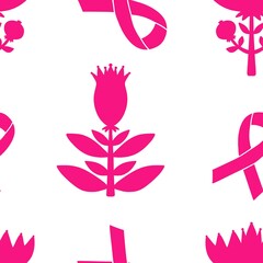 Breast cancer month seamless pink ribbon day mammogram pattern for medical accessories and medicine textiles
