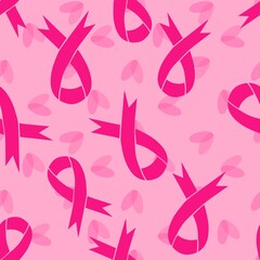 Breast cancer month seamless pink ribbon day mammogram pattern for medical accessories and medicine textiles