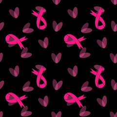 Breast cancer month seamless pink ribbon day mammogram pattern for medical accessories and medicine textiles