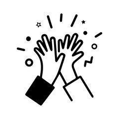 High five hands celebration line icon. positive collaboration.