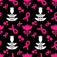 Breast cancer month seamless pink ribbon day mammogram pattern for medical accessories and medicine textiles