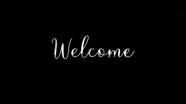 A silver welcome text animation with a transparent background. Perfect for your video welcome.