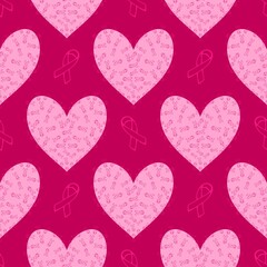 Breast cancer month seamless pink ribbon day mammogram pattern for medical accessories and medicine textiles