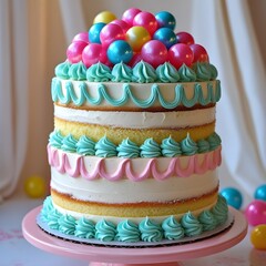 cake with balloons 