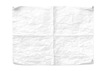 Obraz premium Crumpled white paper texture with rough surface, blank element for note taking and document designs, transparent background