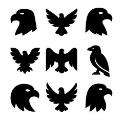 Obraz premium Nine iconic bird silhouettes on gradient background