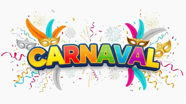 Vibrant Carnaval celebration with colorful masks and confetti