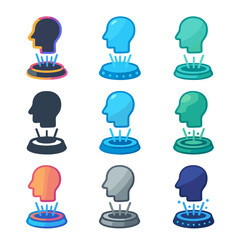 Futuristic glowing human profile icons with vibrant neon colors