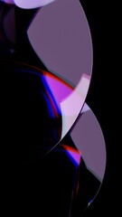 Abstract Colorful Glass Reflection with Geometric Curves and Ethereal Light Play on Black Background
