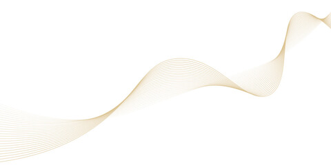 Luxury abstract gold wavy line pattern (guilloche curves) with copy space. Elegant golden color smooth gradient on white background. Premium vector striped texture for banner, business backdrop.