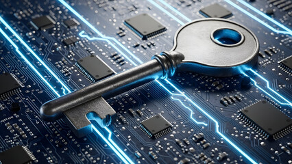 Unlocking digital security with a key on a circuit board