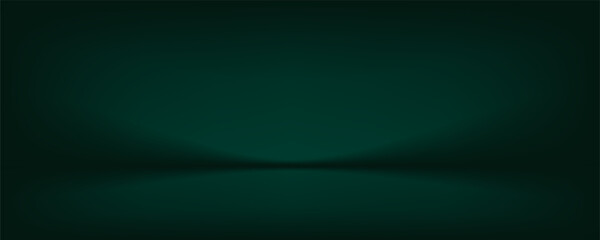 Dark green studio room. Limbo abstract background. 3d backdrop for product presentation. Minimal wall scene. Showcase, promotion display. Vector mockup illustration New year, Christmas design