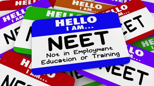 NEET Not in Employment Education or Training Name Tags Stickers 3d Animation