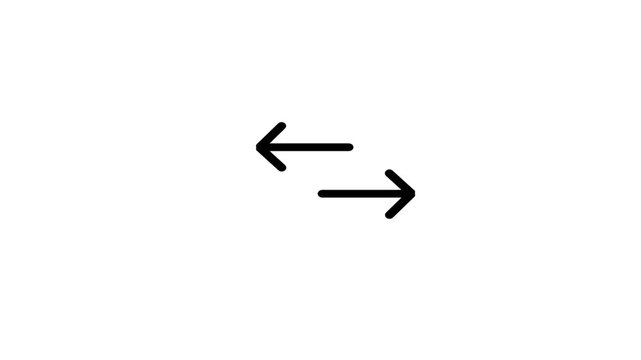 Data Exchange line animation. Data exchange icon with horizontal arrows representing transactions, information transfer, synchronization, and bidirectional communication between digital devices.