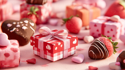 可愛いハート柄ラッピングのバレンタインチョコレートギフト