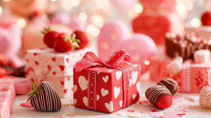 可愛いハート柄ラッピングのバレンタインチョコレートギフト