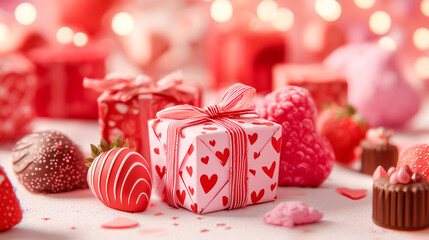 可愛いハート柄ラッピングのバレンタインチョコレートギフト