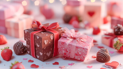 可愛いハート柄ラッピングのバレンタインチョコレートギフト