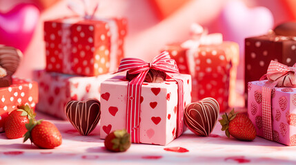 可愛いハート柄ラッピングのバレンタインチョコレートギフト