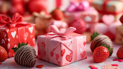 可愛いハート柄ラッピングのバレンタインチョコレートギフト