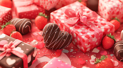 可愛いハート柄ラッピングのバレンタインチョコレートギフト