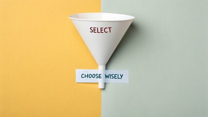 White Funnel with Words Select and Choose Wisely