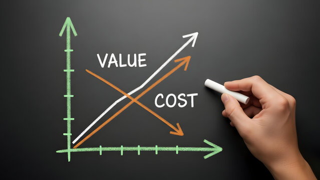 Illustrative chart showing the correlation between cost and value, highlighting the importance of financial planning and investment strategies now.